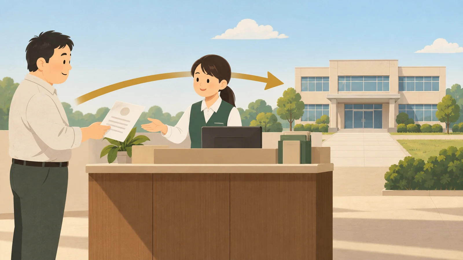 処分を受けた人から、役所の職員ではなくその背後の役所の建物へ向かう矢印
