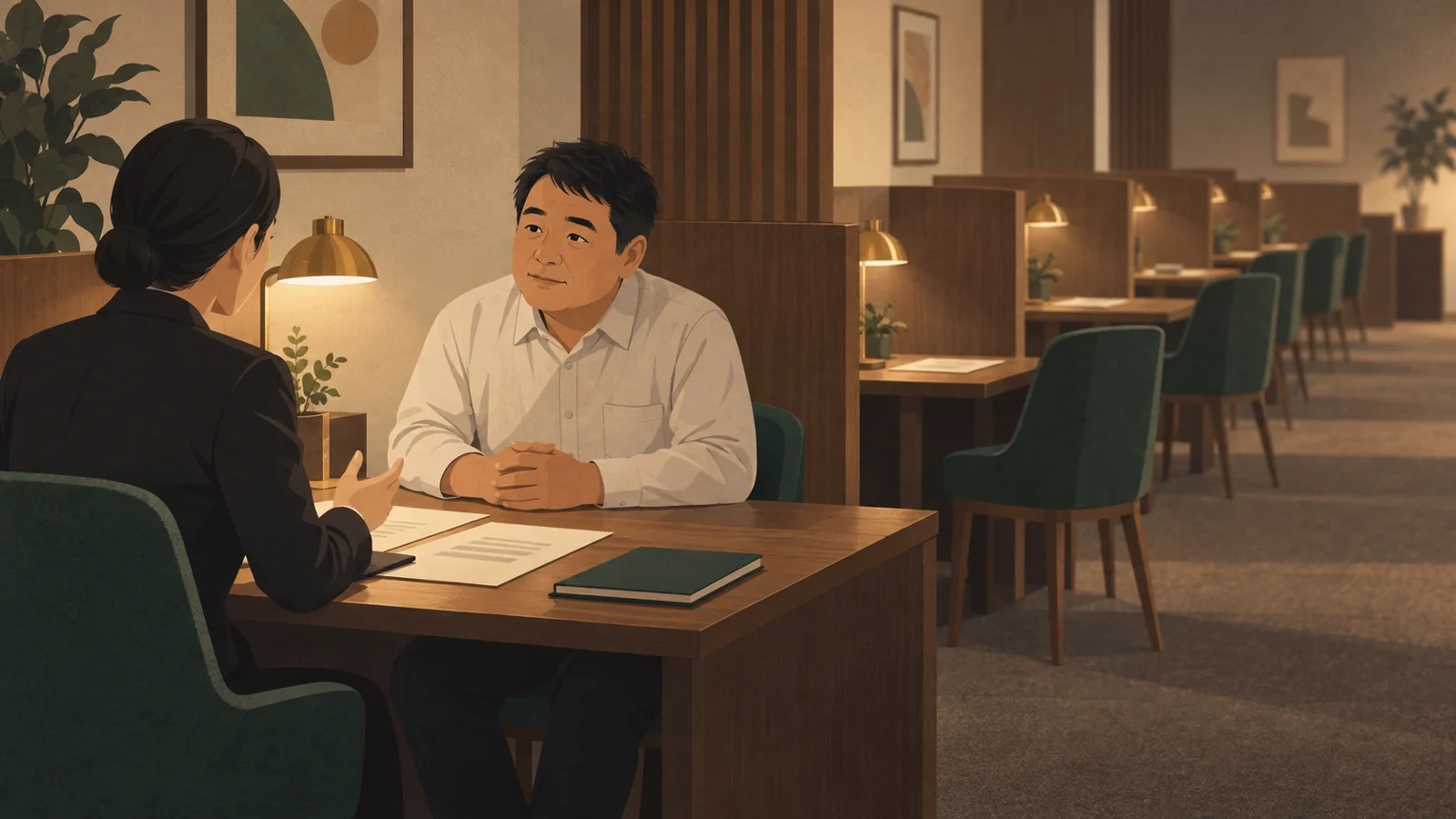いくつもの無料相談を回ったあと、一人の先生の前に座る相談者